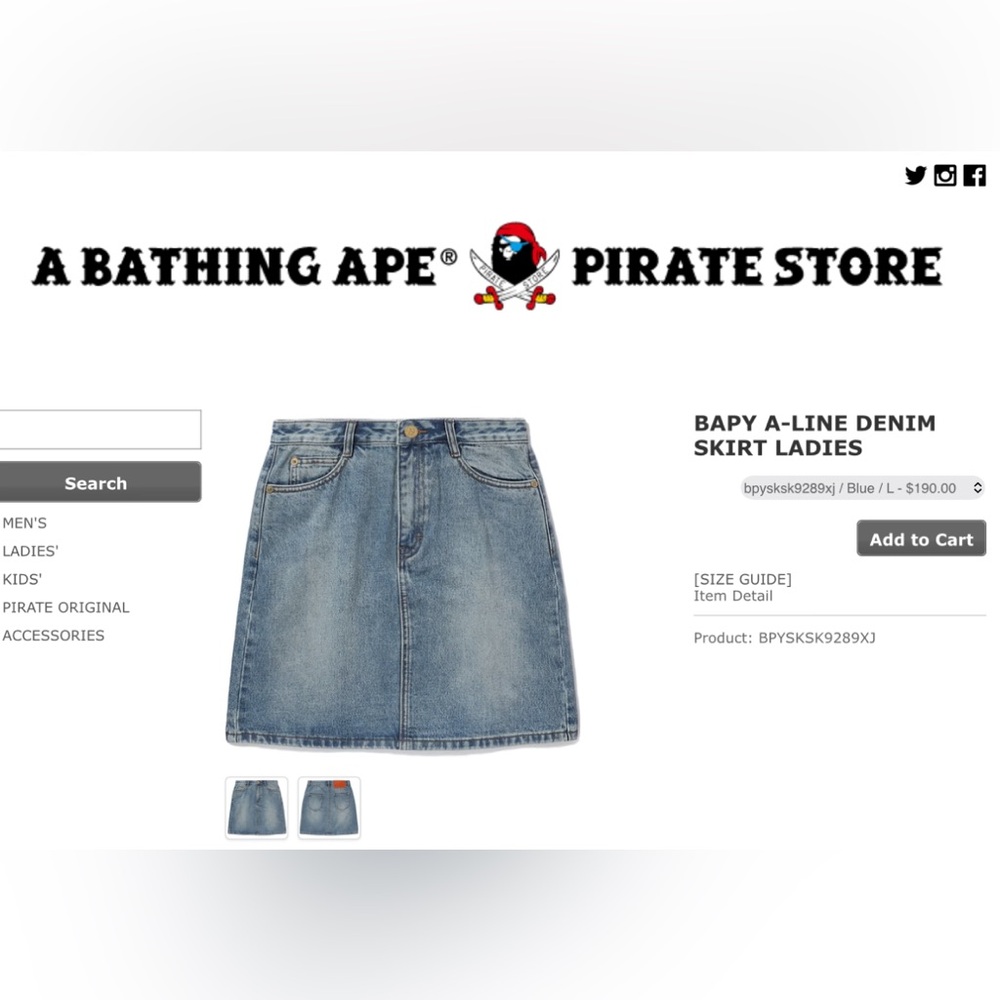 BAPE Women's Classic Blue Denim Mini Skirt